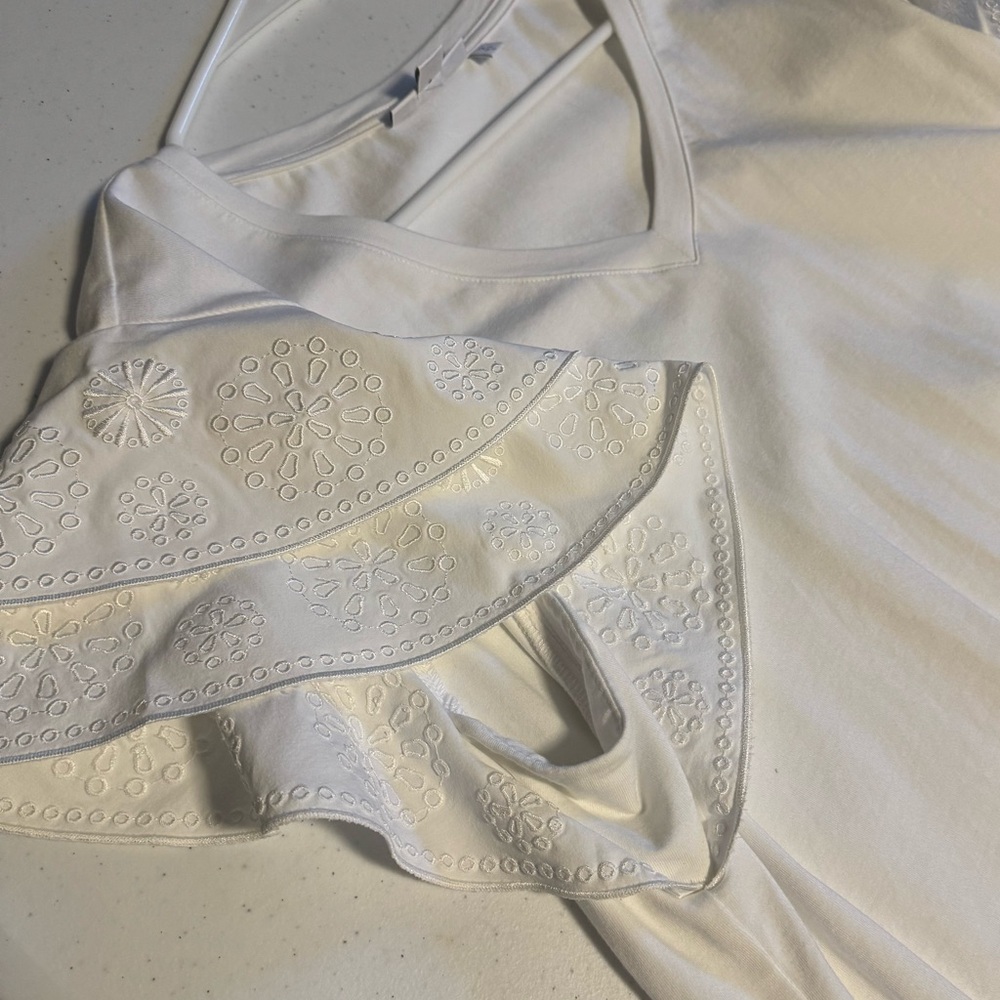 Chico’s White Ruffle Sleeve Top - Picture 5 of 5